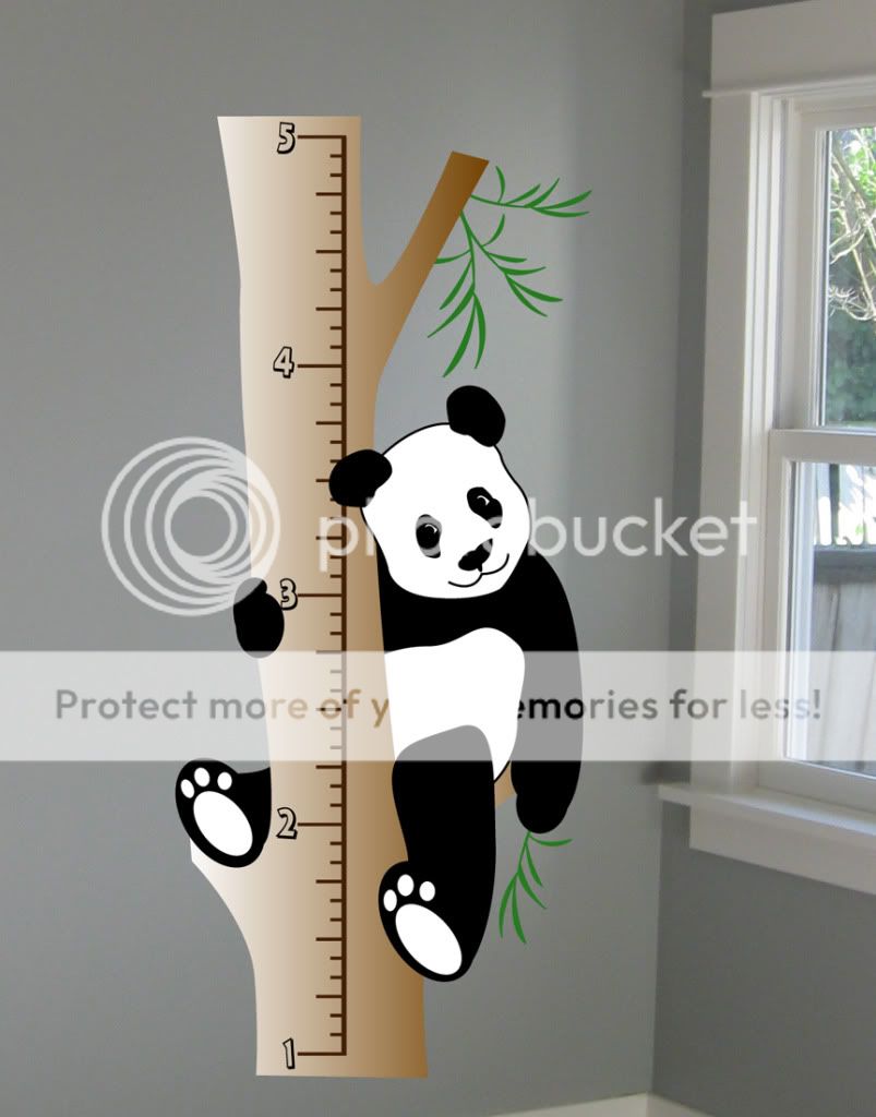 Panda Growth Chart Wall Decal   Deco Art Sticker Mural  