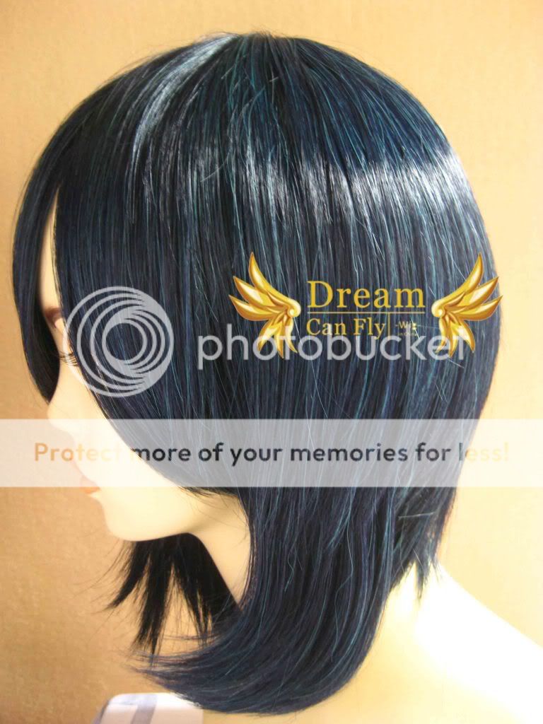 VOCALOID BRS MIKU Jet Black mix Green Ponytails Cosplay Wig A21